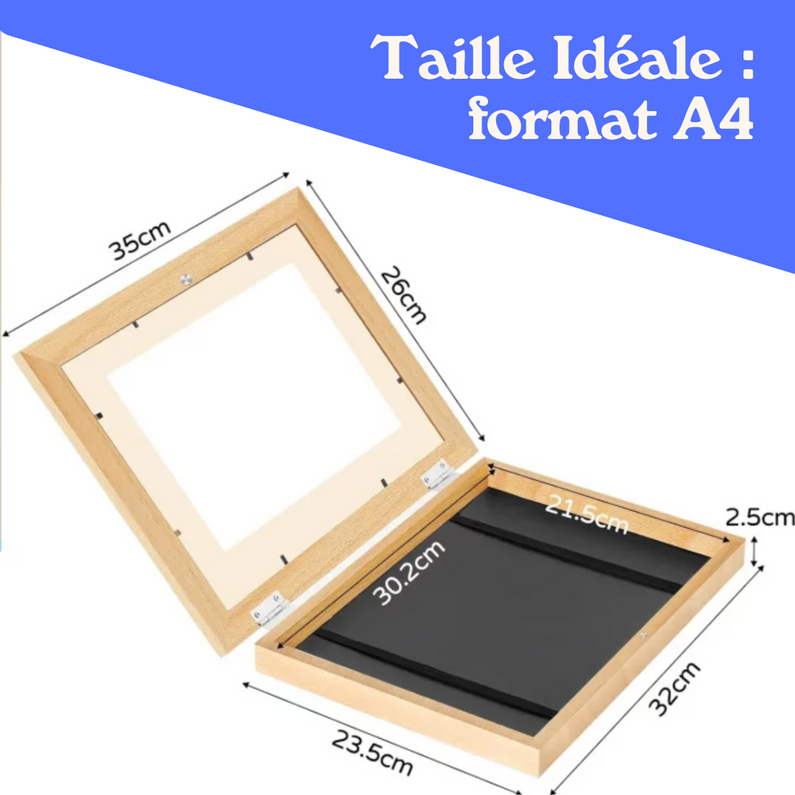 Cadre pour dessins d’enfants – Stockez et exposez +100 dessins – Taille A4